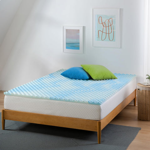 Zinus Swirl Gel Topper 1.5 inch thickness adds gentle elevation