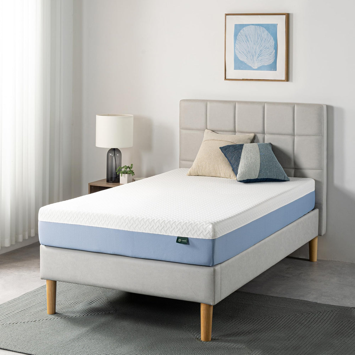 Zinus twin cooling essential memory foam mattress top view for breathable sleep