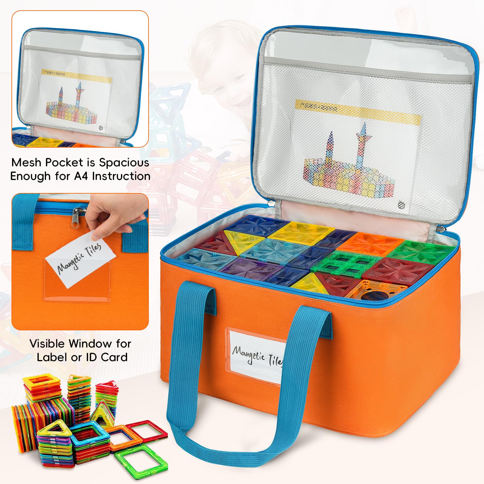 ZIOZERTT storage bag with label pocket helps separate tile types for quick access.