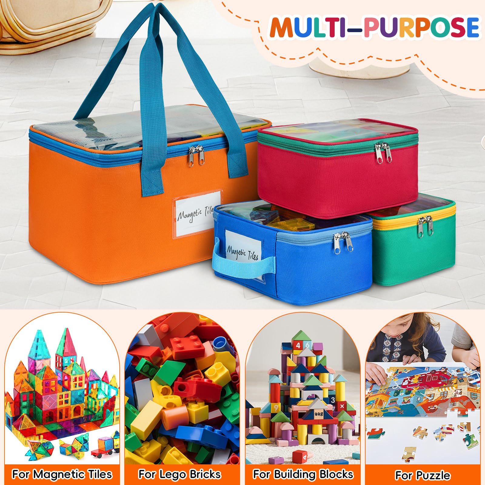ZIOZERTT magnetic tiles storage bag is multi-purpose for toys and small items.
