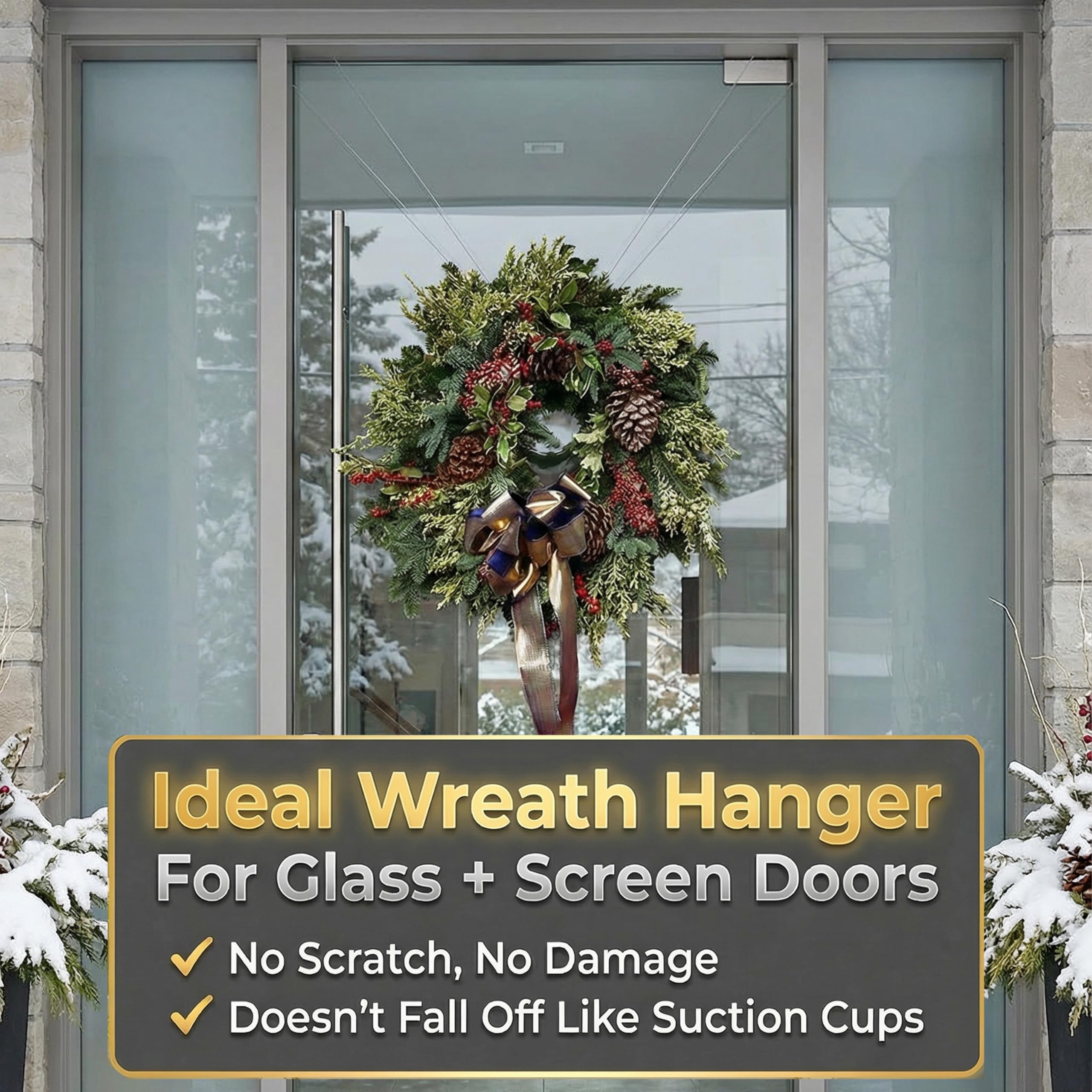Zip 'n Hang adjustable-height wreath hanger showcases versatile positioning