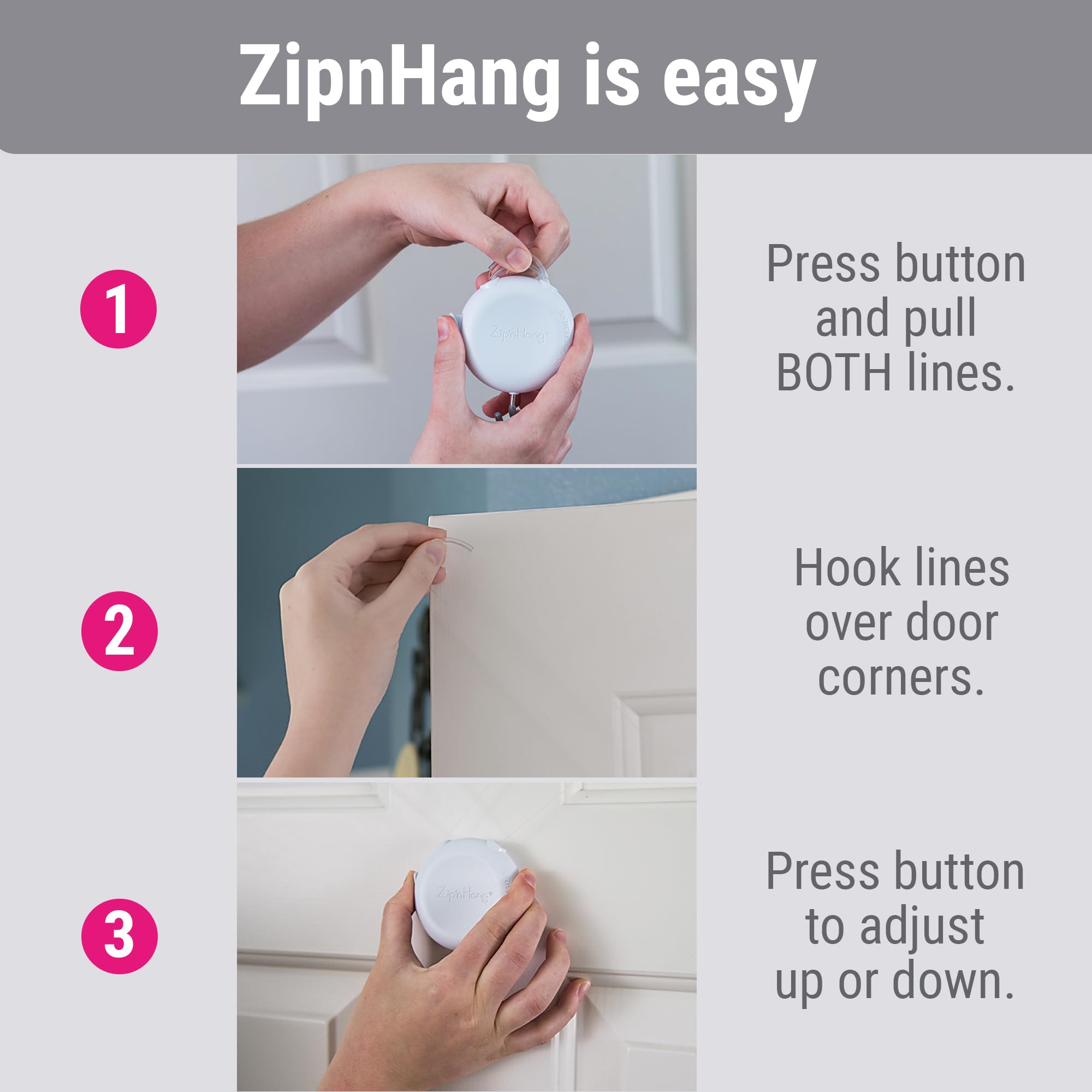 Zip 'n Hang supports up to eight pounds without affecting weatherstripping