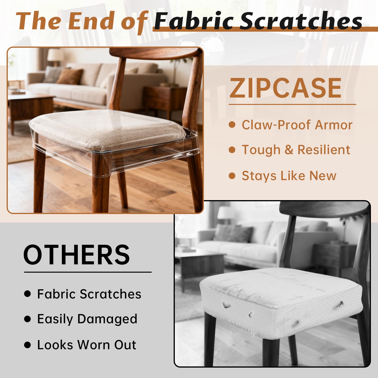 Zipcase back buckle adjustable strap on chair cover for secure fit