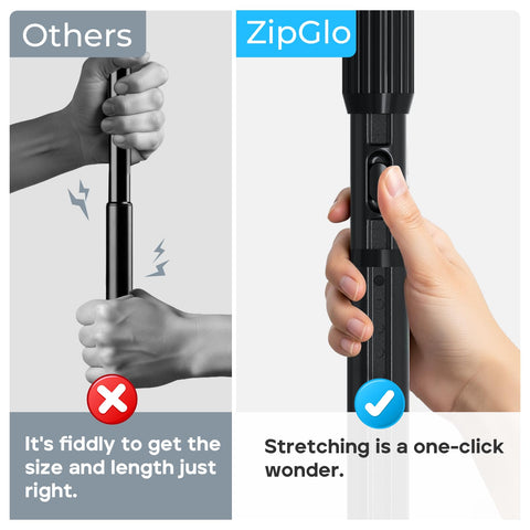 ZipGlo No-drill installation is ideal for renters and temporary spaces
