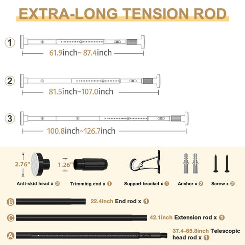 ZipGlo Black Tension Rod three-piece connection enables customizable spans