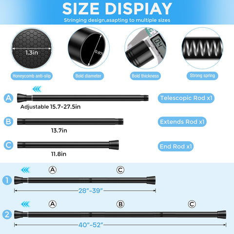 ZipGlo black iron tension rod emphasizes durability and rust resistance