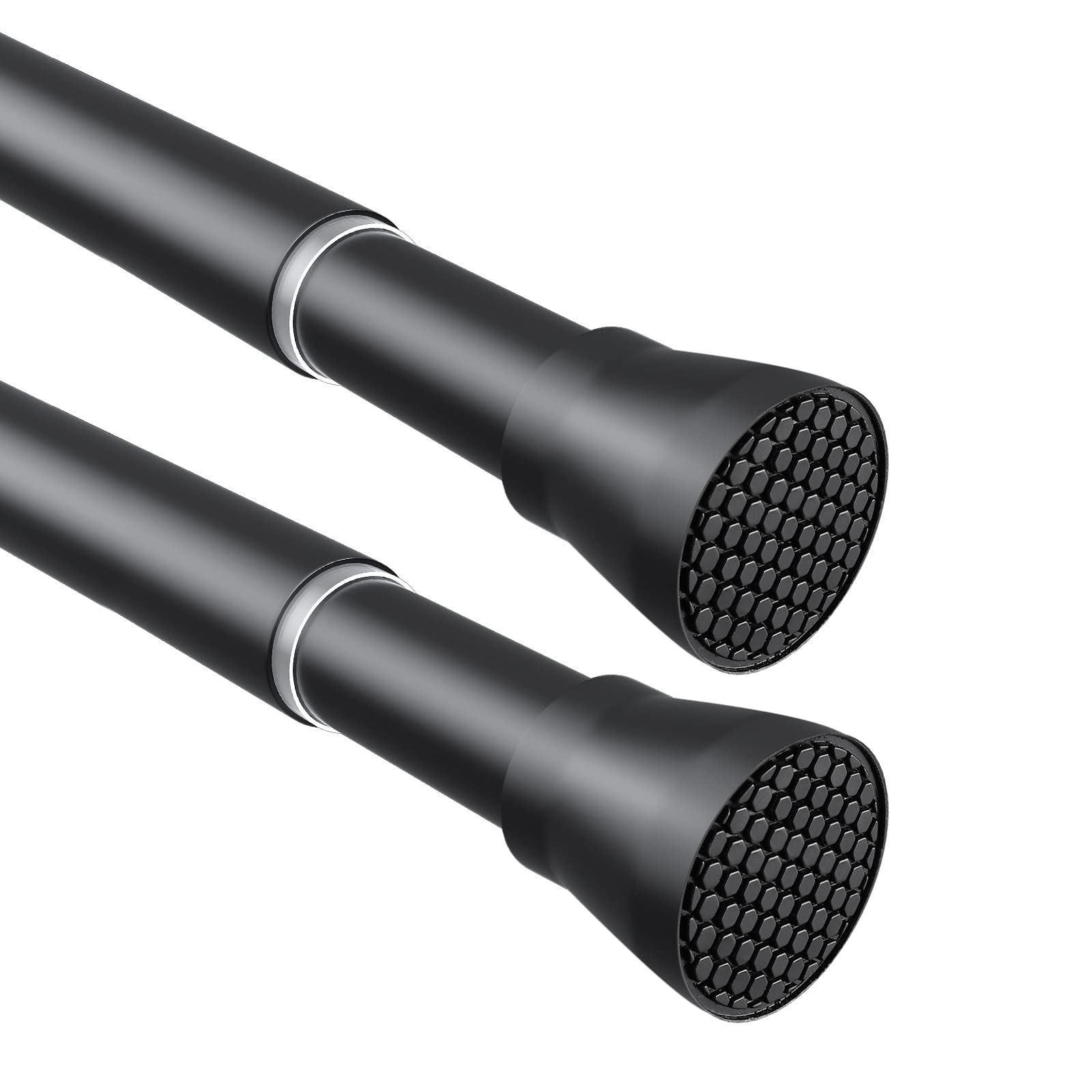 ZipGlo tension curtain rod black two-piece set for easy no-drill installation