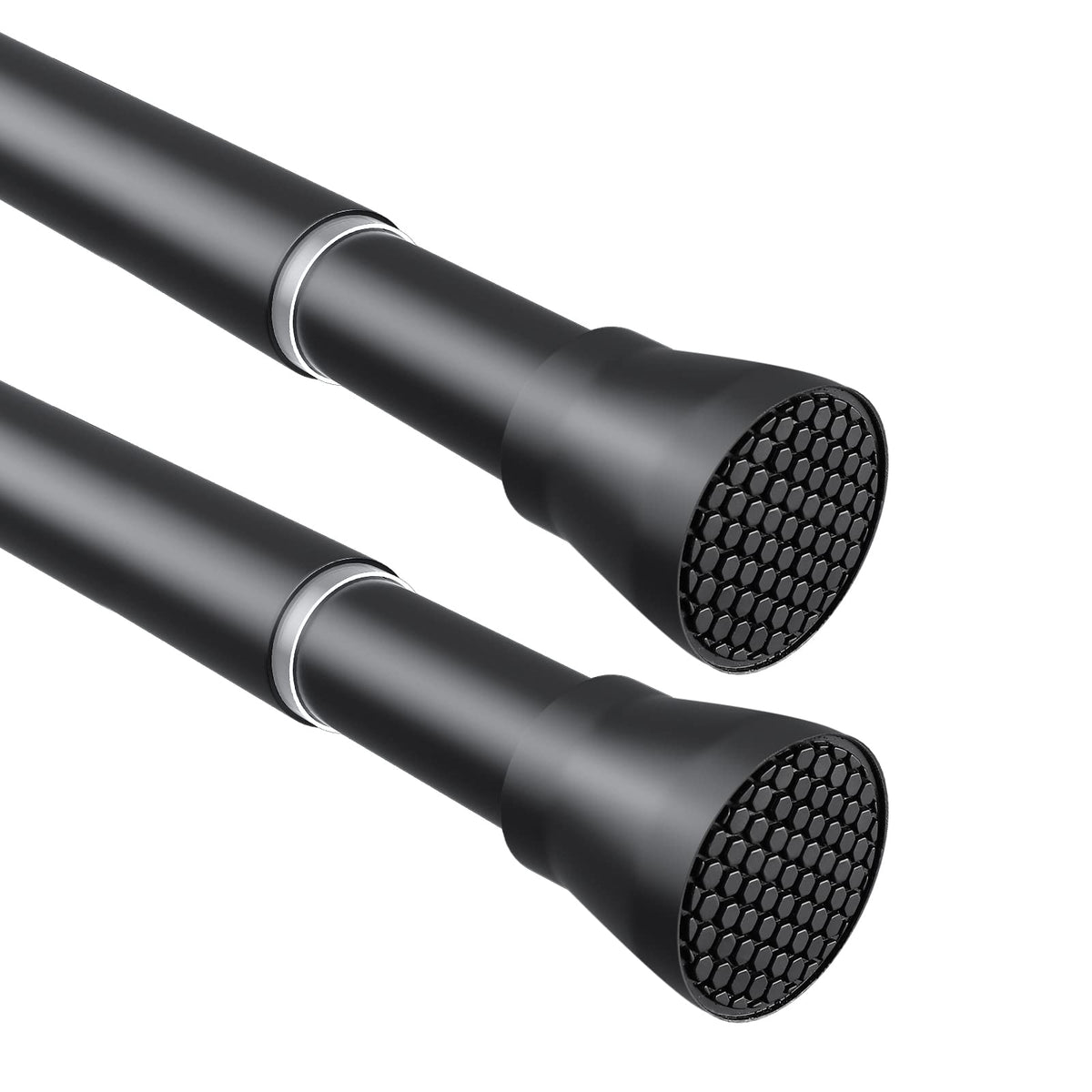 ZipGlo tension curtain rod black two-piece set for easy no-drill installation