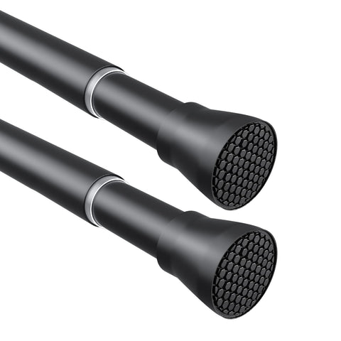 ZipGlo tension curtain rod black two-piece set for easy no-drill installation