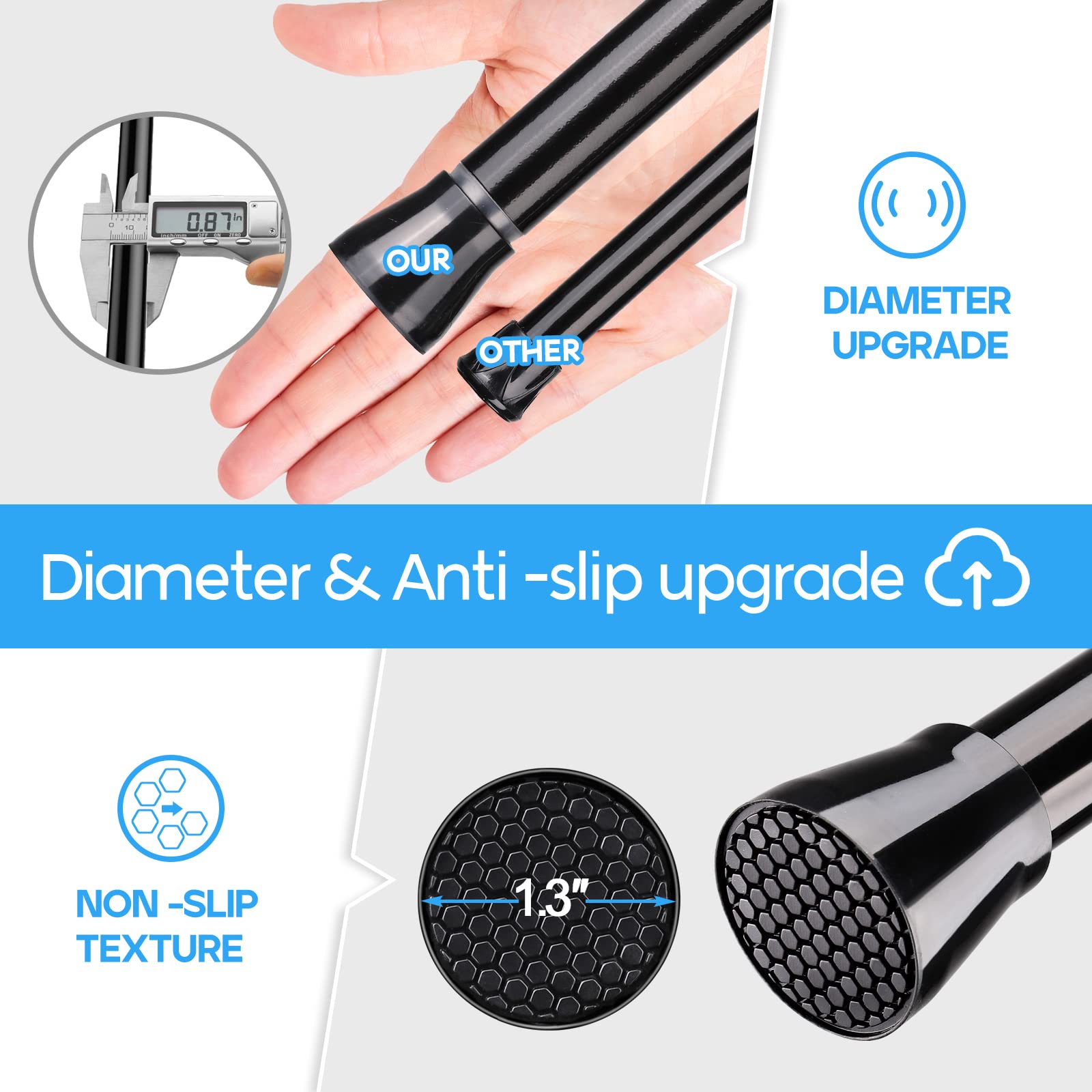 ZipGlo tension curtain rod suitable for kitchen, closet, and wardrobe