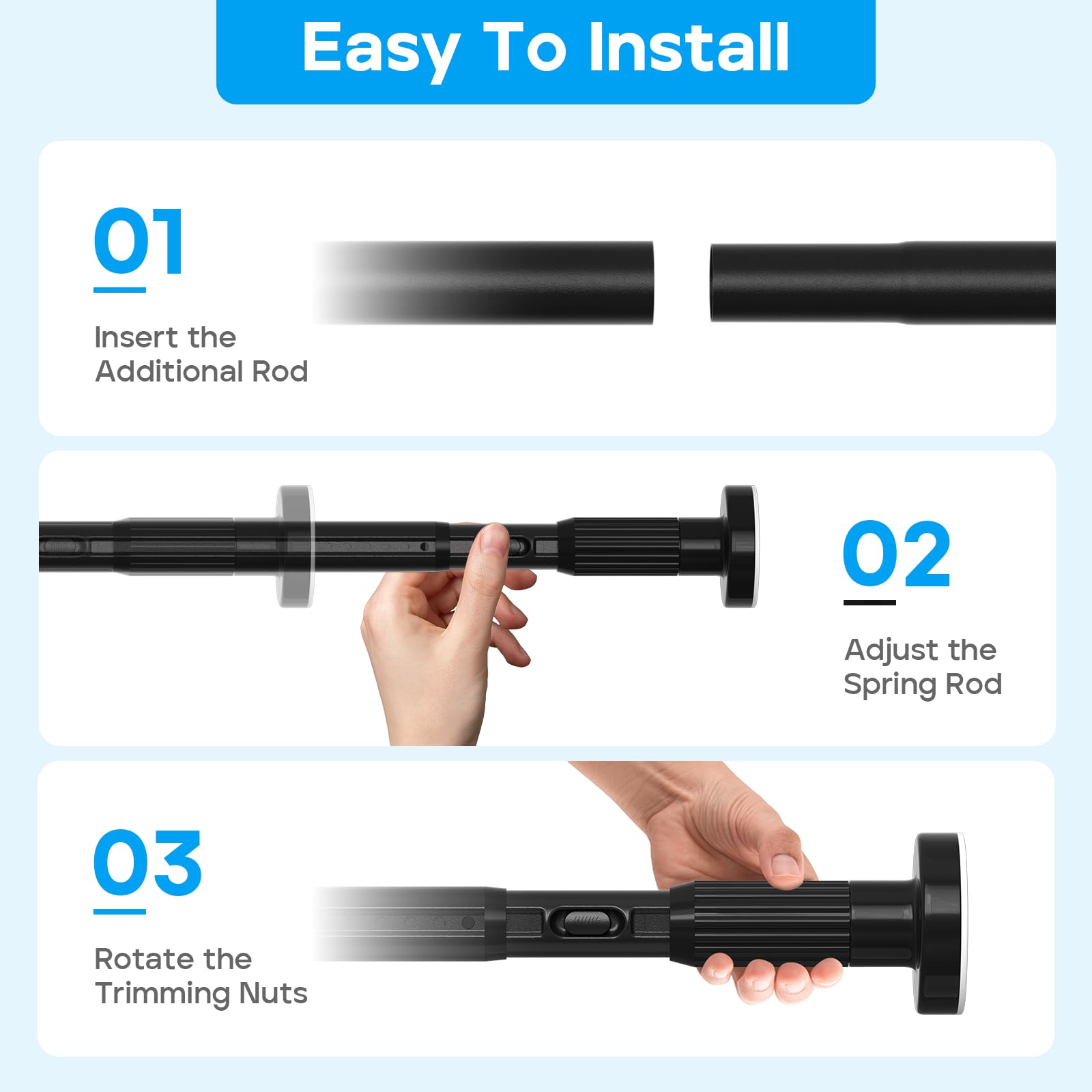 ZipGlo tension rod has a 1.26-in-diameter for a secure hold.