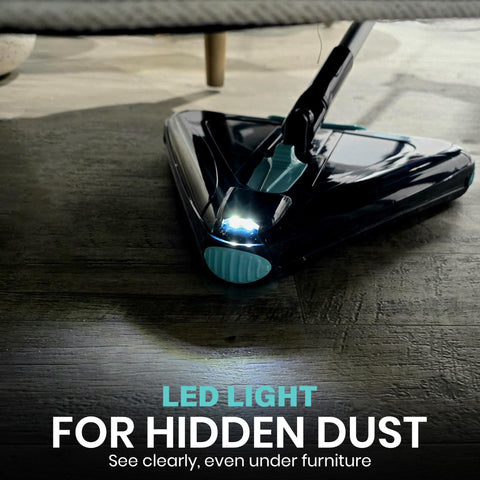 Zippi Sweeper Max Plus triple-rotating brushes capture dust from multiple surfaces.
