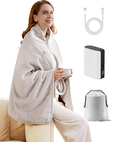 Zireot cordless heated blanket with battery pack for on-the-go warmth.