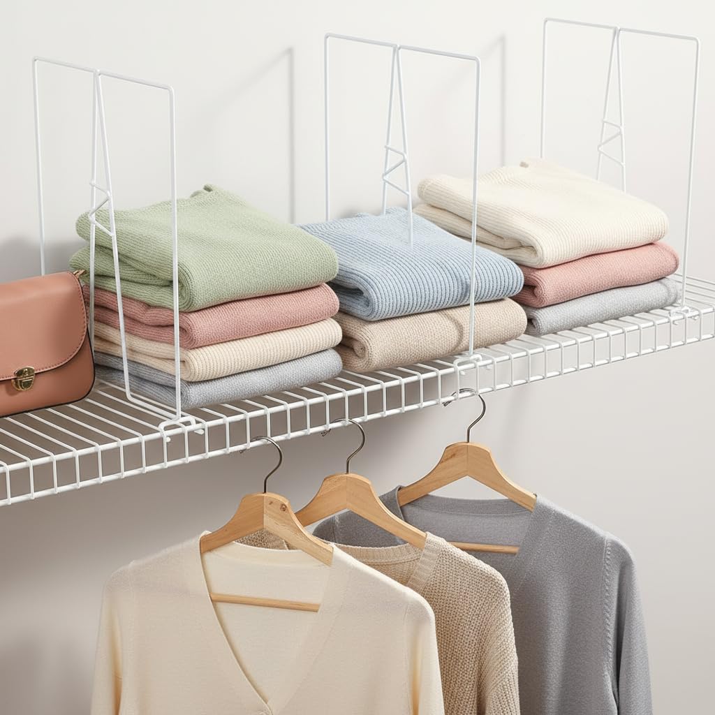 Ziroland closet organization divider keeps purses, bags, and accessories organized.
