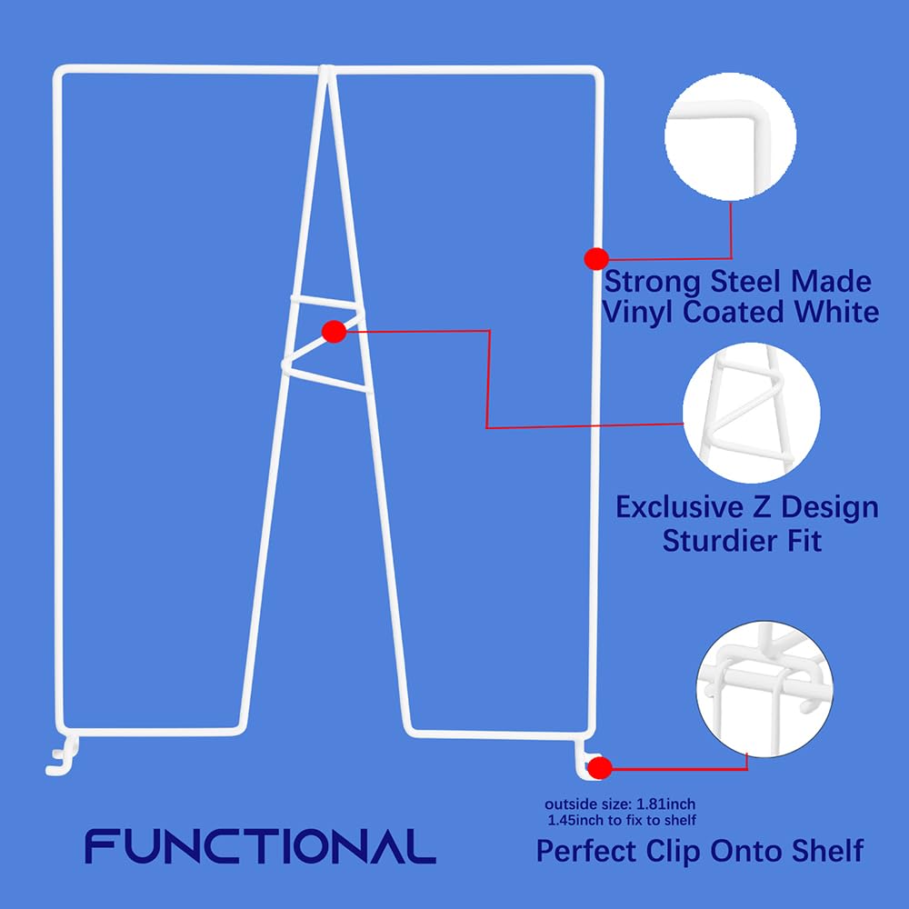 Ziroland metal shelf accessories with white finish support heavy stacks on wire shelves.