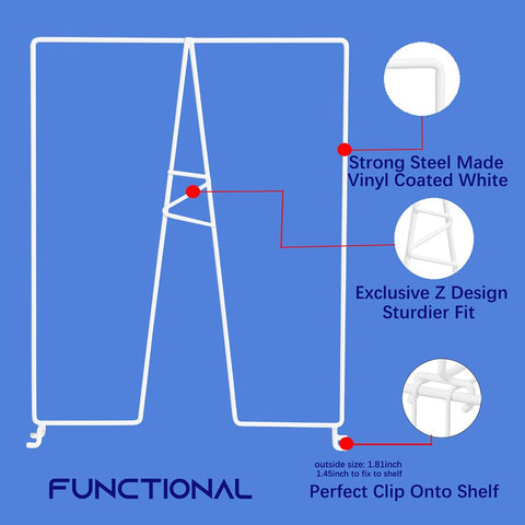 Ziroland metal shelf accessories with white finish support heavy stacks on wire shelves.