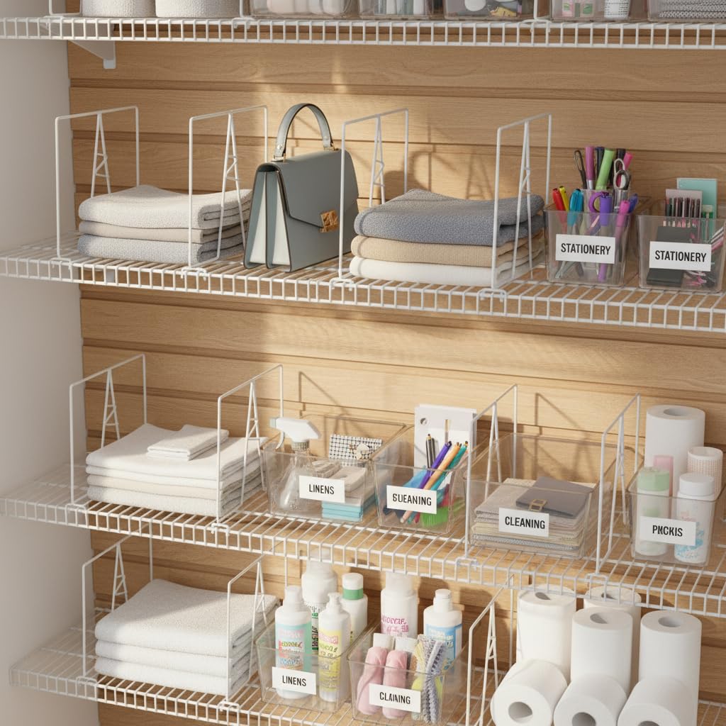 Ziroland divider kit fits 12-inch deep shelves securely.
