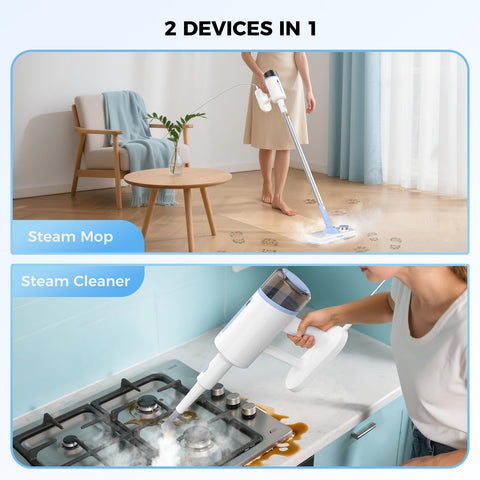 Zisgner front and bottom spray modes demonstrating targeted floor cleaning.