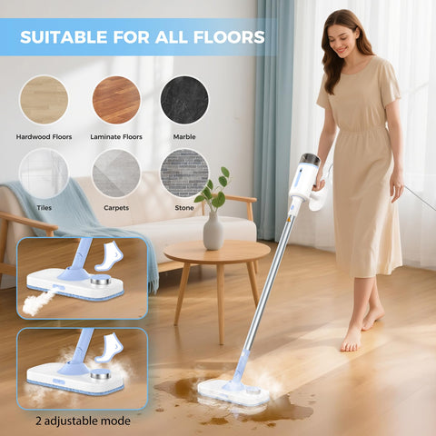 Zisgner high-temperature steam deep cleans sealed floors safely.