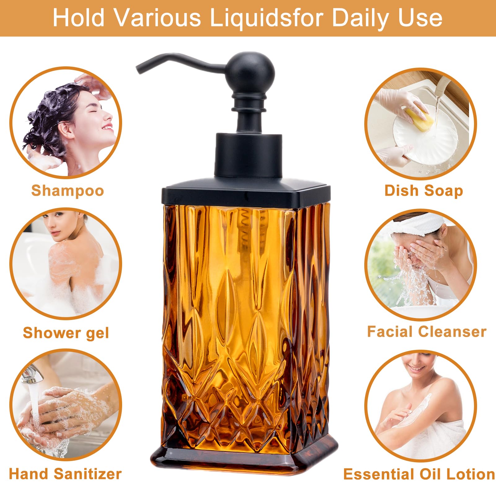 ZIVQEXMURL 10-ounce capacity label shows ample space for soap or lotion.