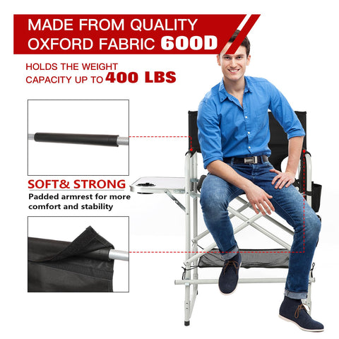 ZIXNEXKOO director's chair foldable one-step setup for easy transport.