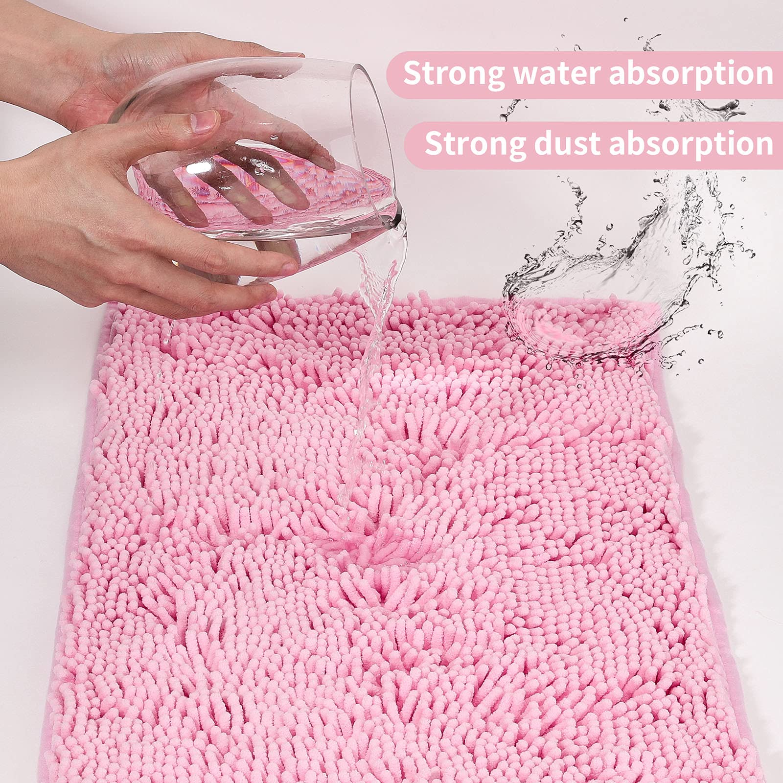 ZiYiJuan pink toilet mat 20x20 with non-slip backing
