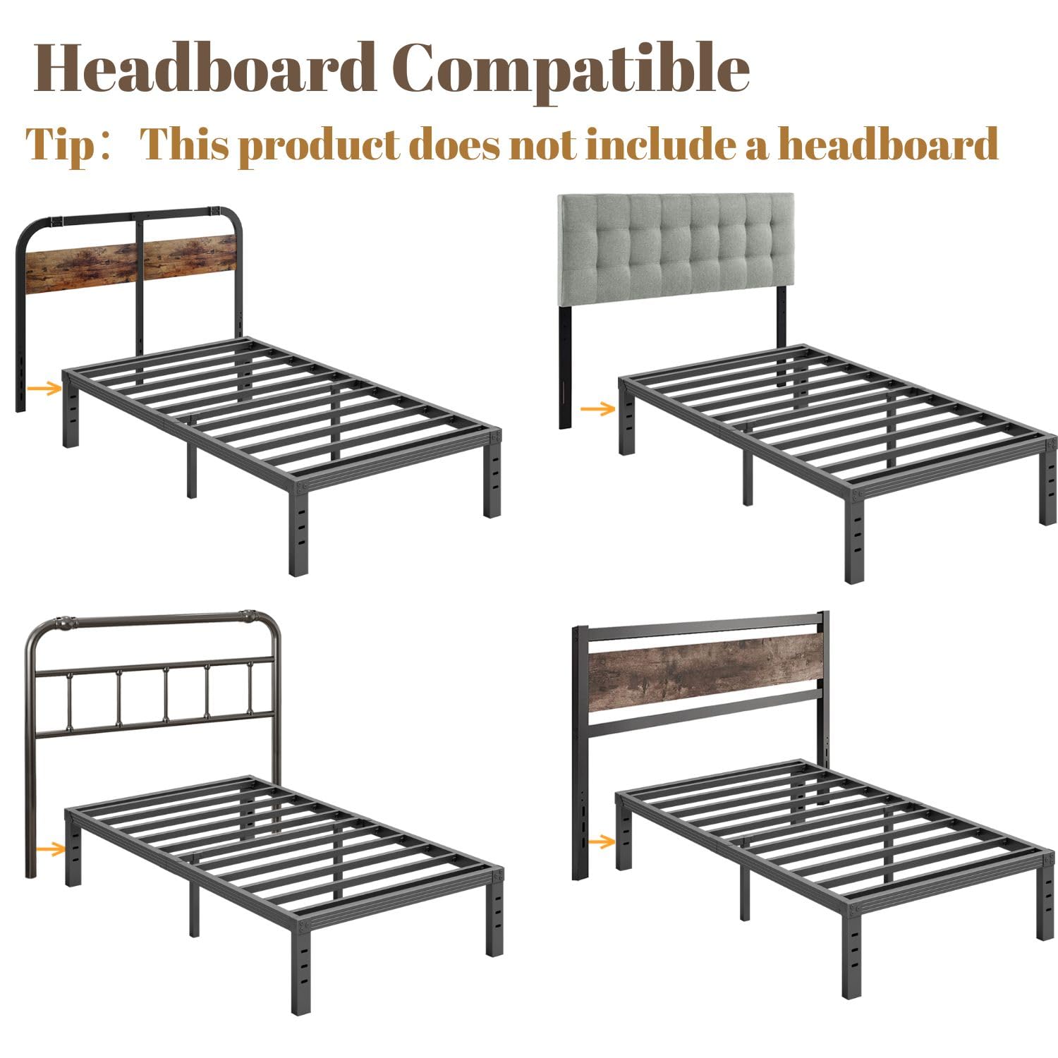 ZIYOO bed frame eliminates the need for a box spring.