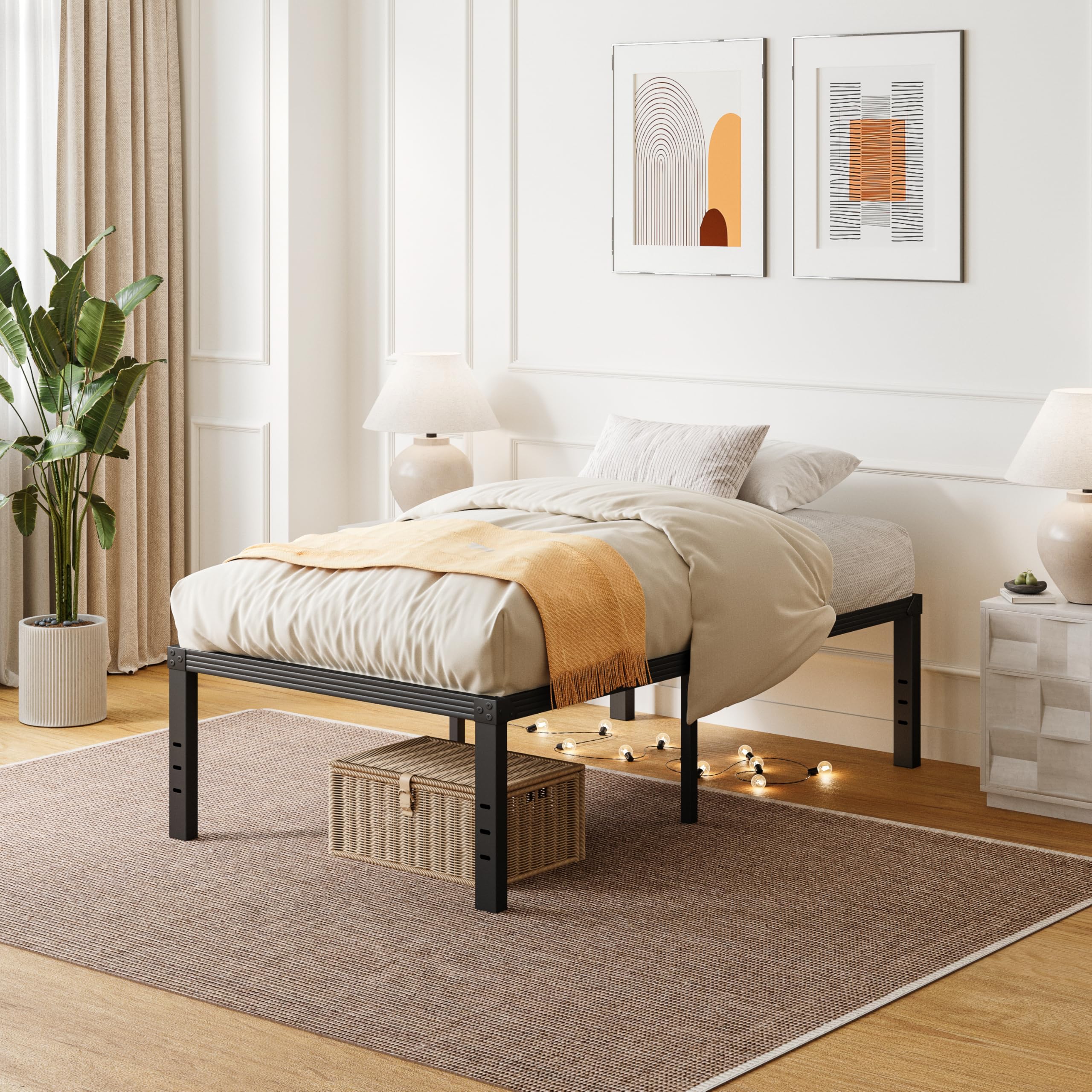ZIYOO frame's noise-free joints reduce squeaks for peaceful nights.