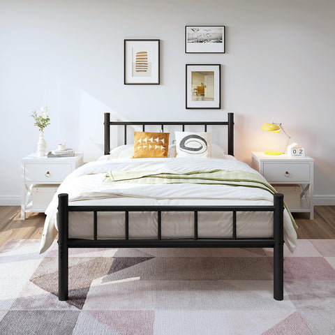 Zizin twin-size bed frame with headboard round-tube design for a safer modern look.
