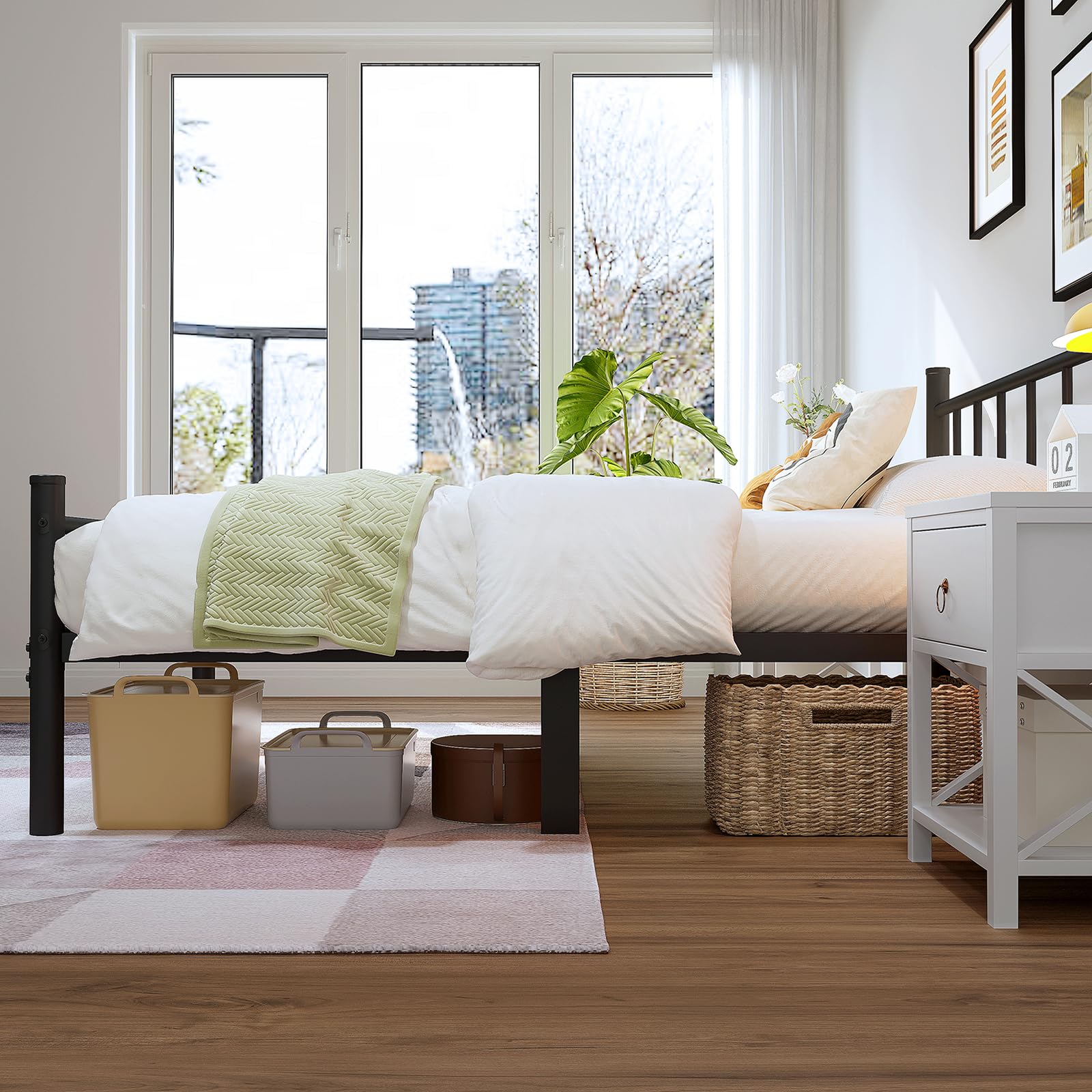 Zizin twin-size bed frame supports up to 2500 lbs without a box spring.