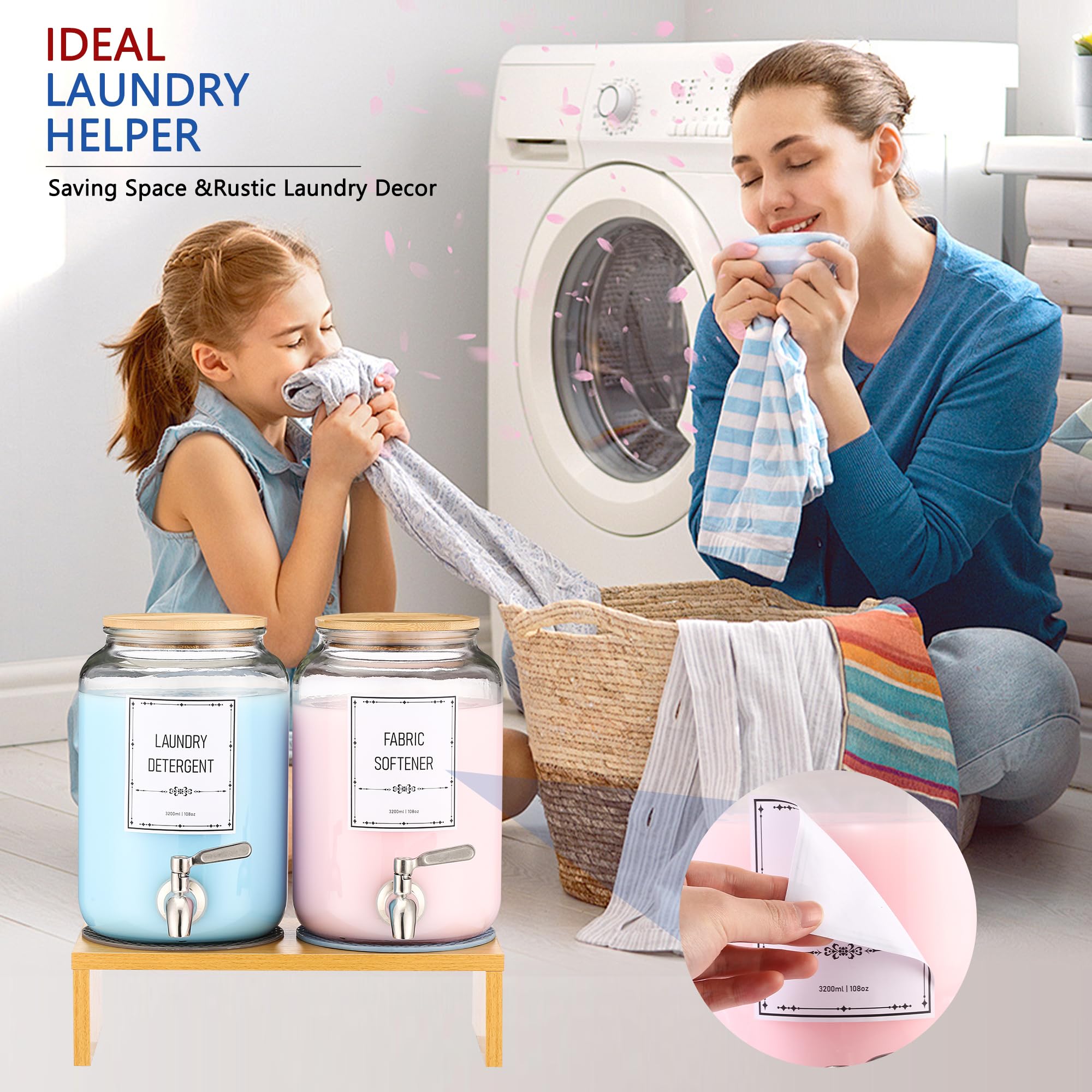 ZJ Whoest laundry container set on stand keeps supplies accessible.