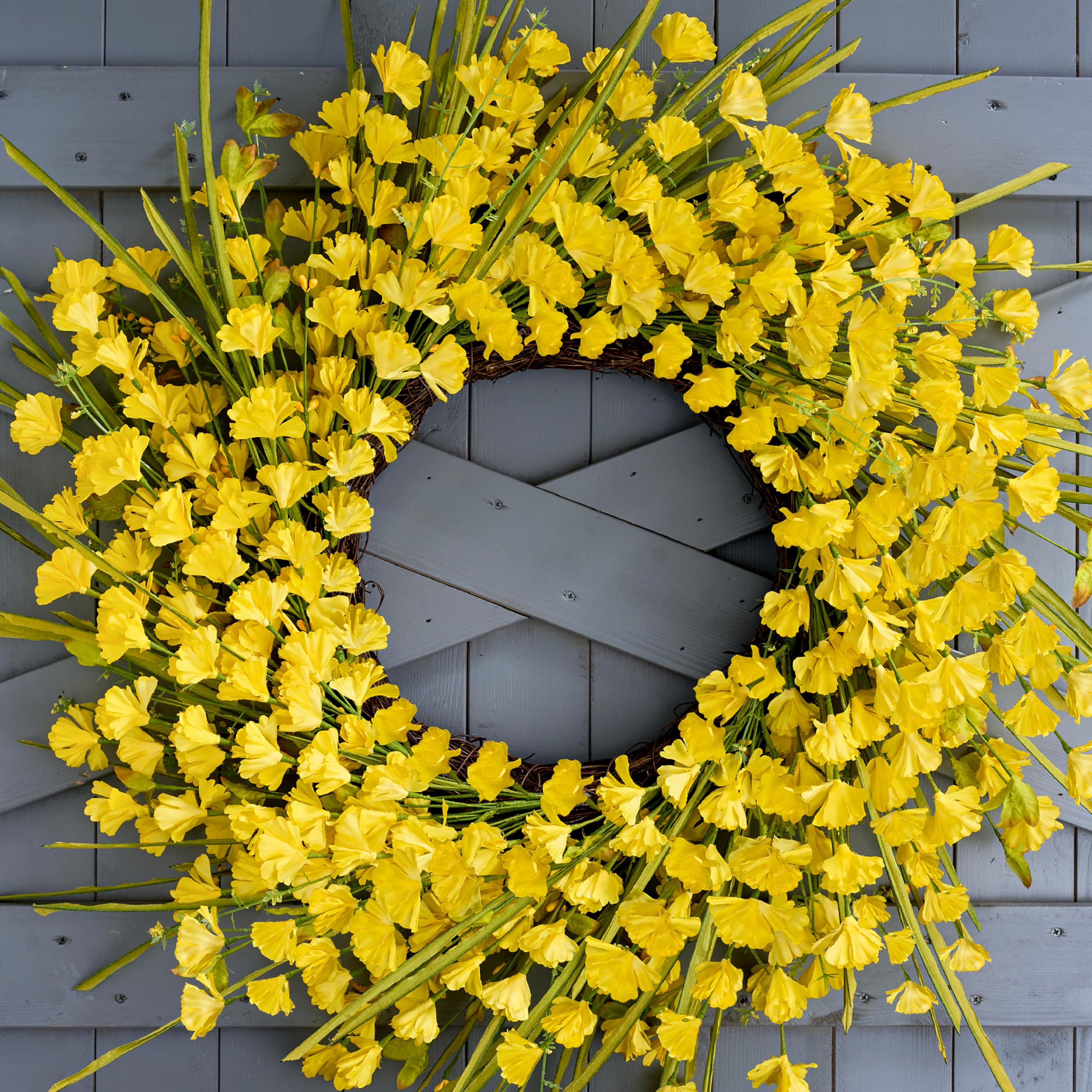 Zjlmit front door wreath with yellow flowers and berries for year-round curb appeal