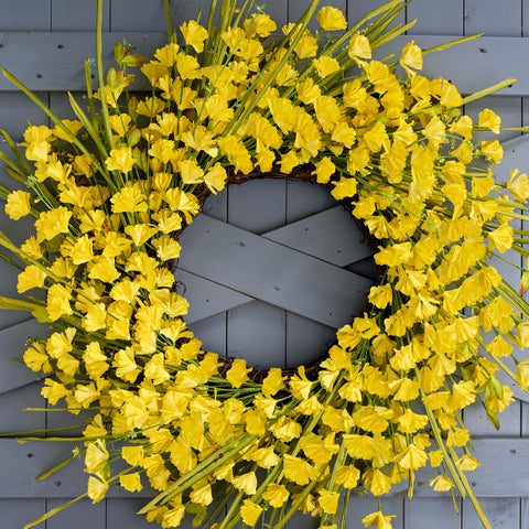Zjlmit front door wreath with yellow flowers and berries for year-round curb appeal