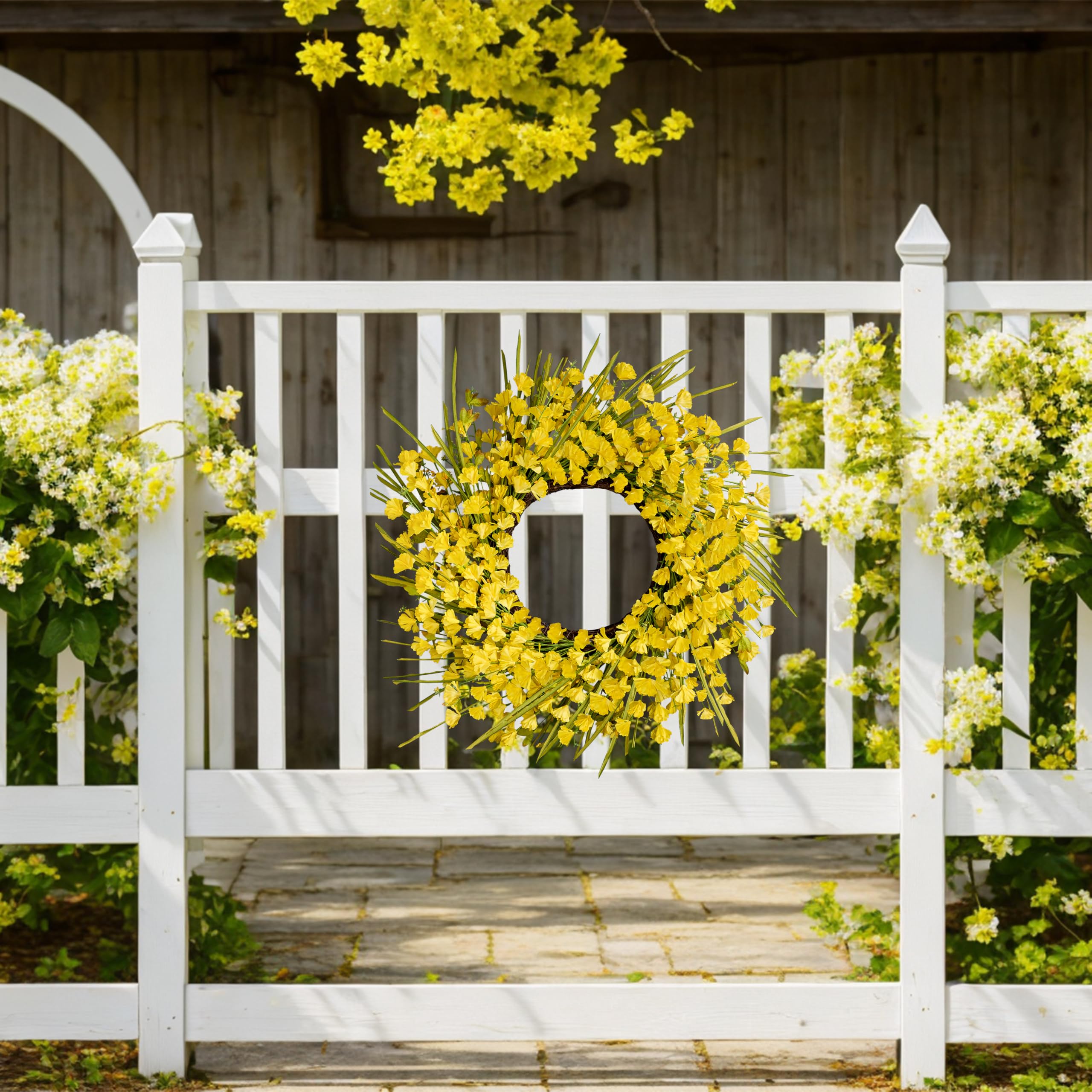 Zjlmit bright yellow wreath complements doors, porches, and interior walls
