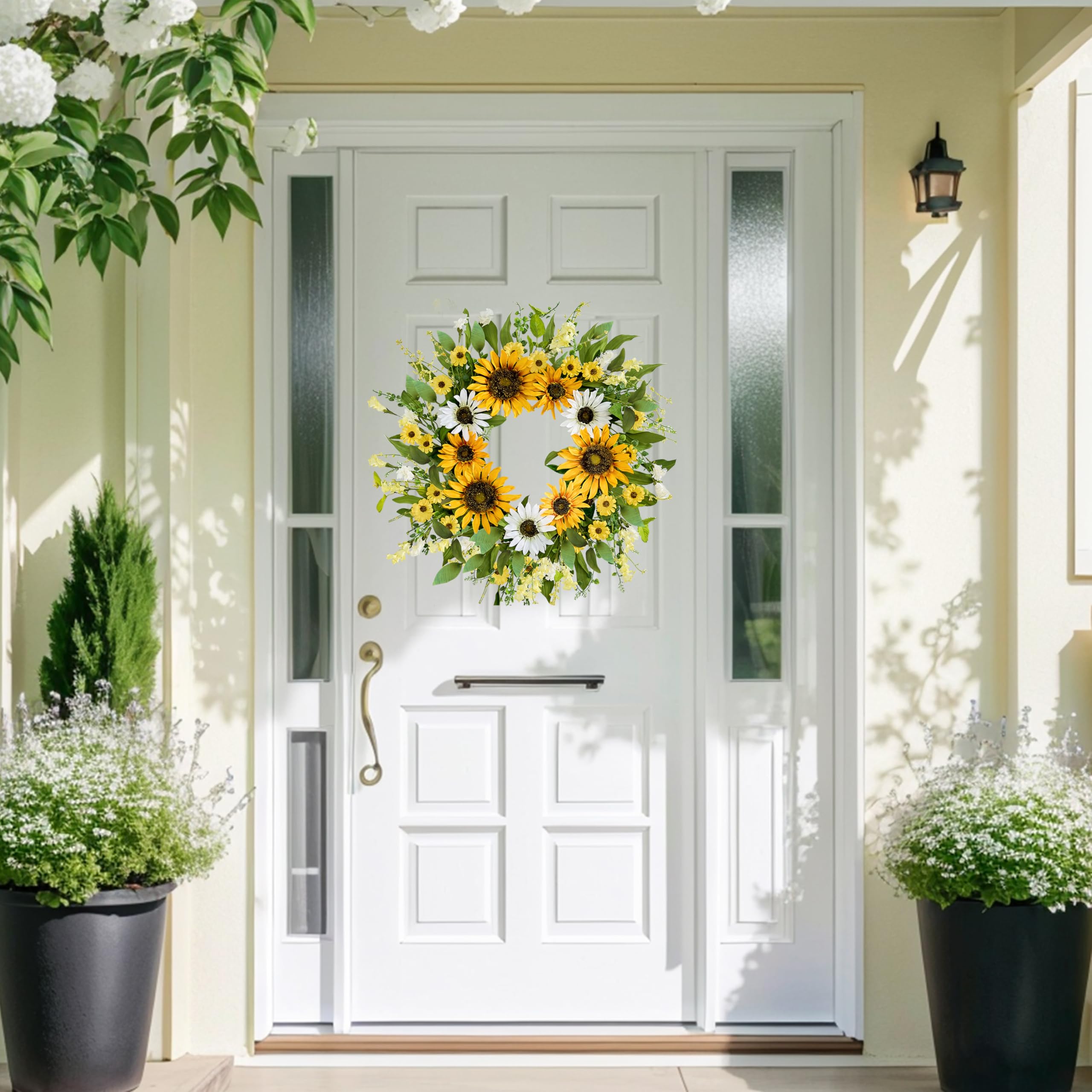 Zjlmit front-door display evokes spring warmth for guests.