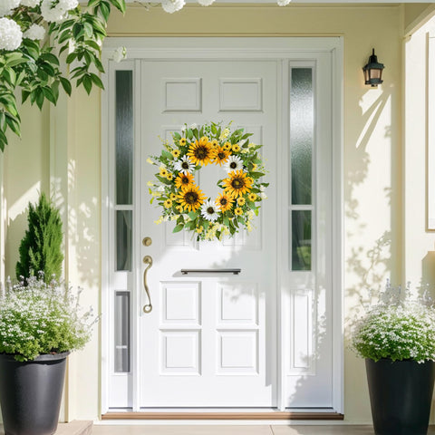 Zjlmit front-door display evokes spring warmth for guests.