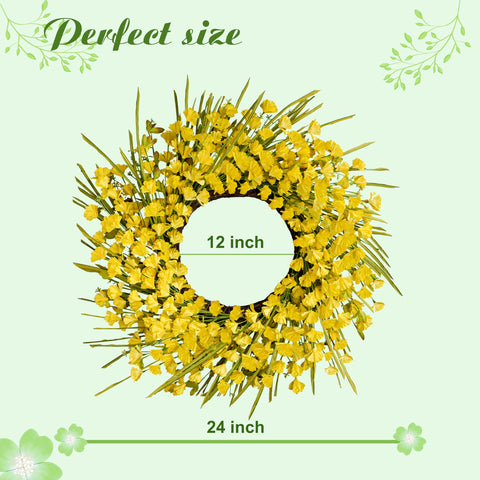 Zjlmit 24-inch spring wreath for farmhouse decor, easy to hang on doors