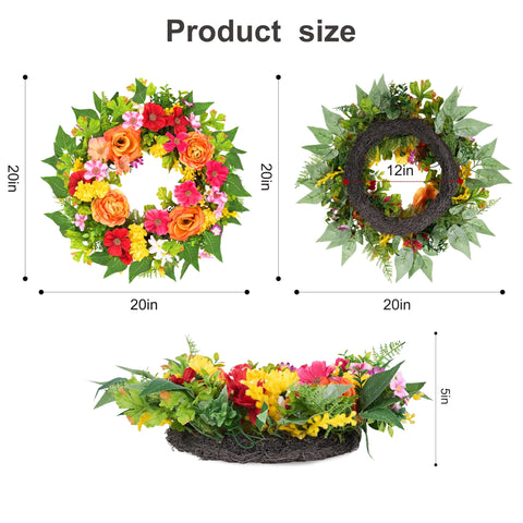 zjlmit grapevine wreath with orange rose-style blooms for indoor decor