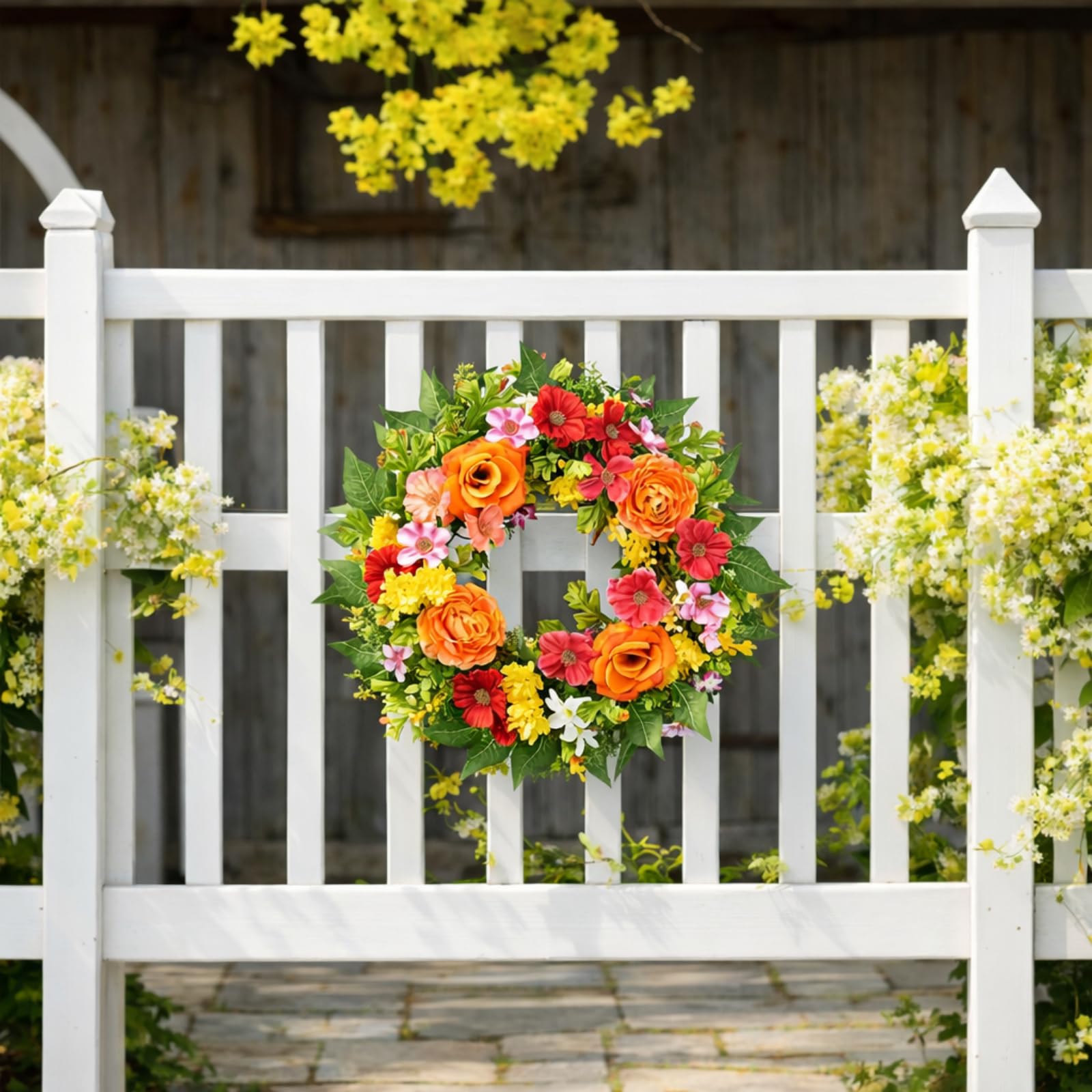 zjlmit silk petal wreath close-up showing full color display