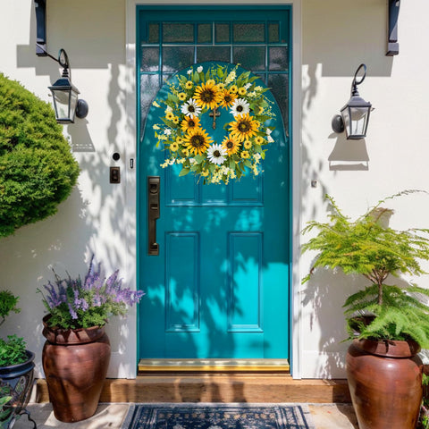Zjlmit wreath porch-window decor adds fresh color to spaces.