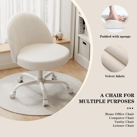 Zkfhome velvet vanity chair 360 swivel for easy reach at vanity