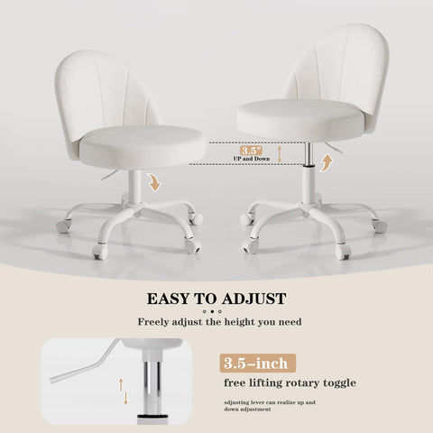Zkfhome armless vanity chair slim profile fits under desks