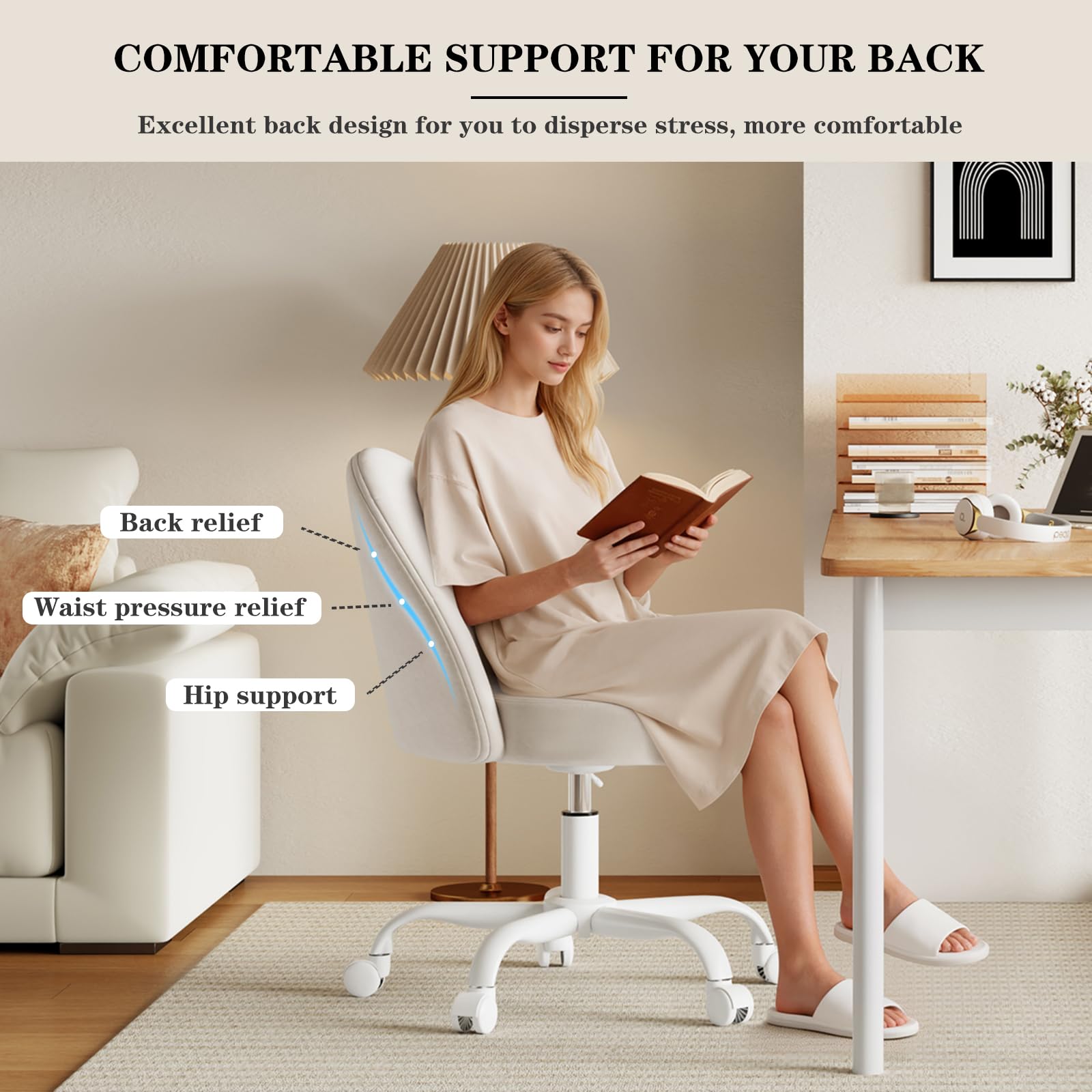 Zkfhome versatile chair suitable for vanity, desk, reading, or guest seating