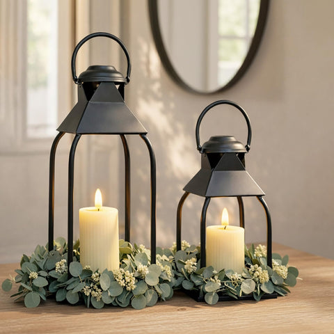 ZLFart black decorative lanterns front view for warm ambient lighting indoors or outdoors