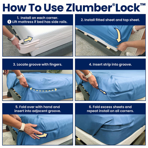 ZlumberLock clip-free grip eliminates bulky clips for a clean bedside look