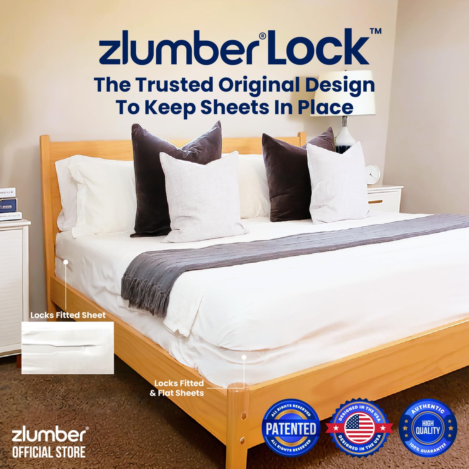 ZlumberLock heavy-duty mattress straps provide a secure grip for restless sleepers
