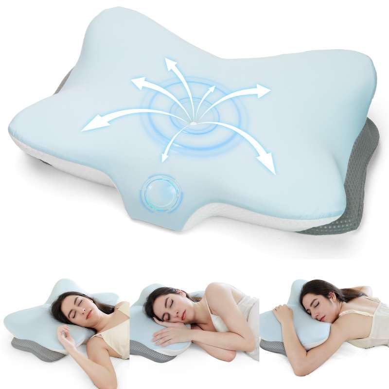 Zmarthumb butterfly-shaped cervical pillow supports neck alignment for side sleepers