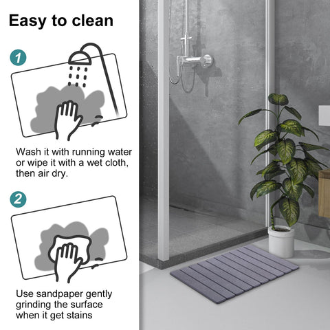 Zmnklry easy-clean diatomite bath mat for simple maintenance.