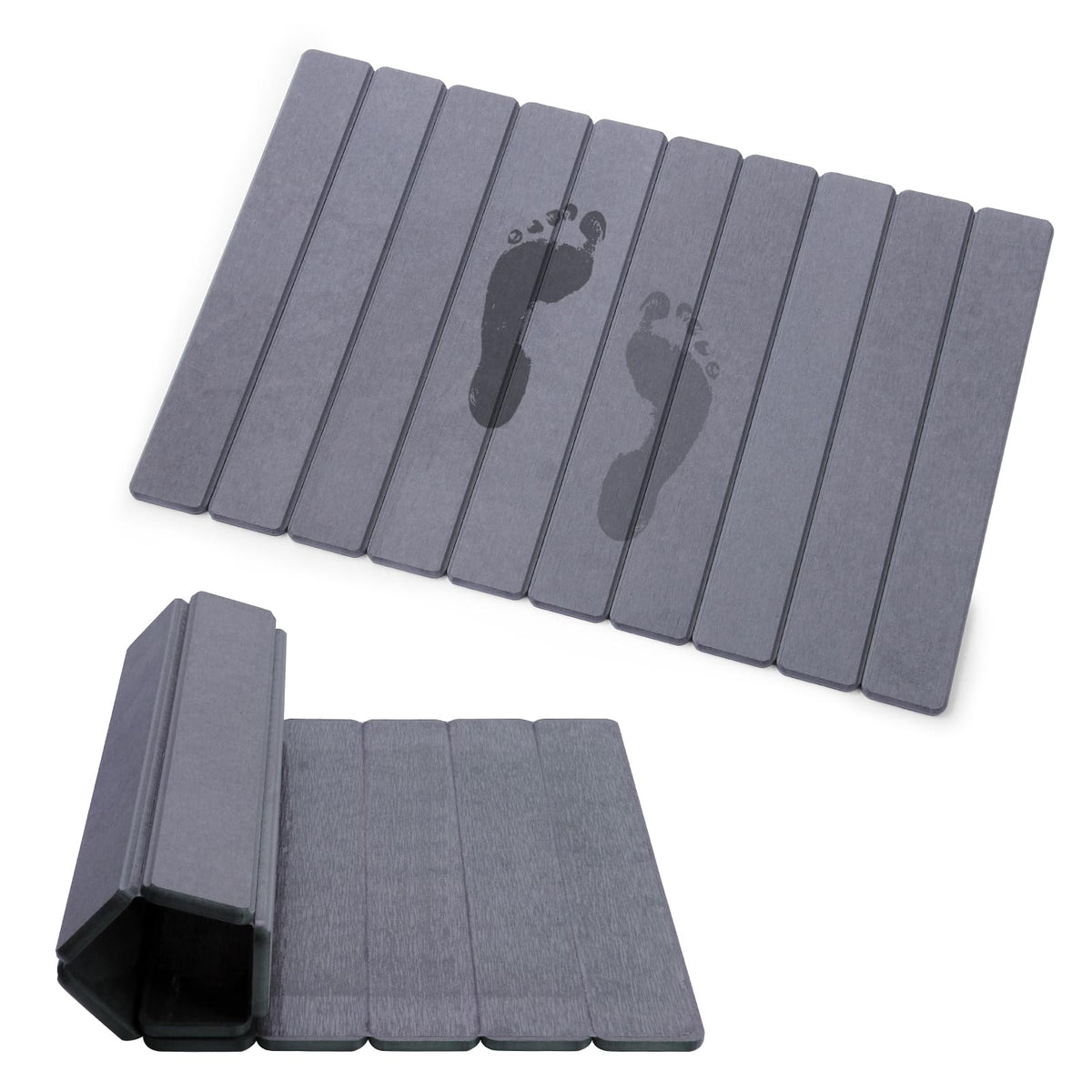 Zmnklry foldable stone bath mat rolled for compact storage.