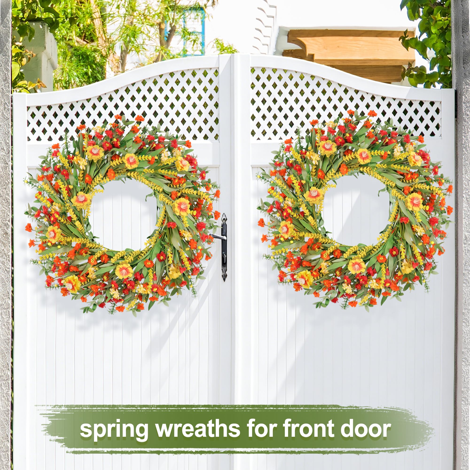 Zmtyykh front door wreath suitable for indoor or covered outdoor use.